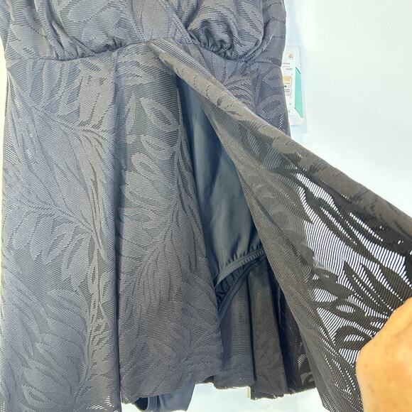 Swim Solutions Flyaway Swim Dress Black Bar III Open Front 8006294 Women's 8 NWT - Picture 6 of 10